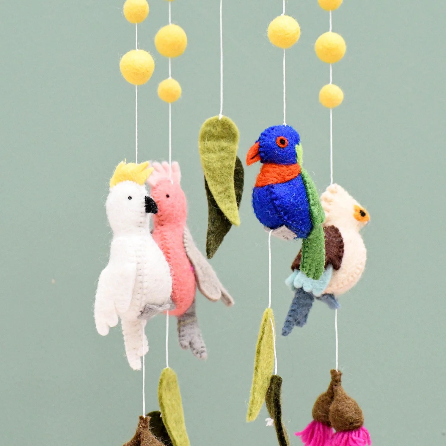 Australia baby nursery cot mobile hanging native animals birds cockatoo tara treasures beautiful kangaroo koala