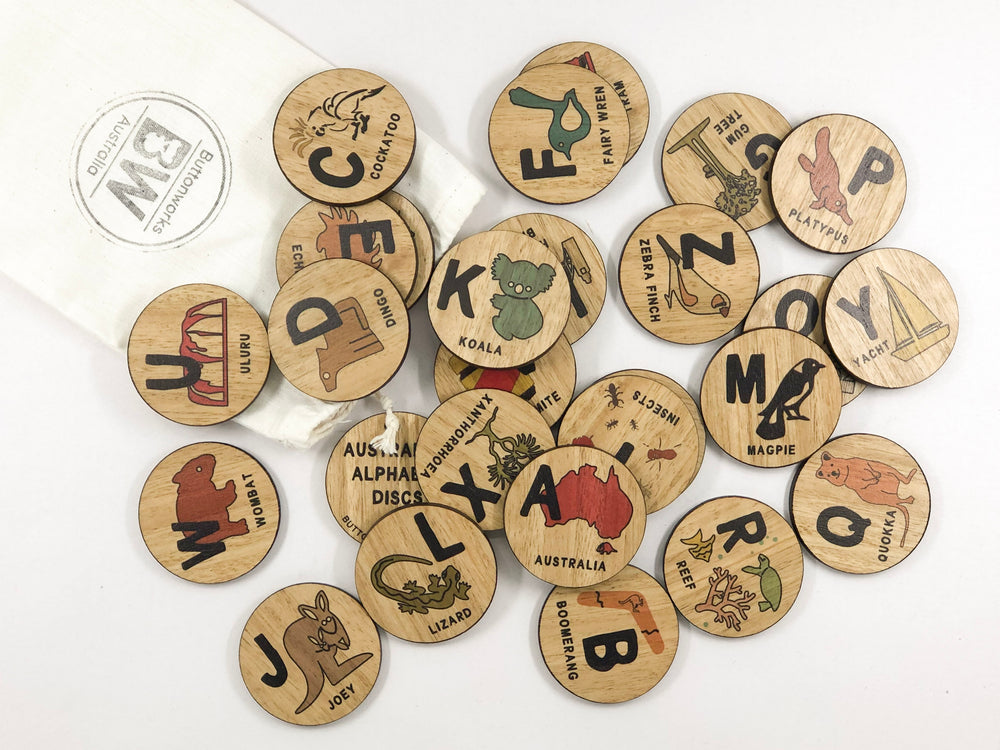 ABC Australia animal alphabet discs buttonworks