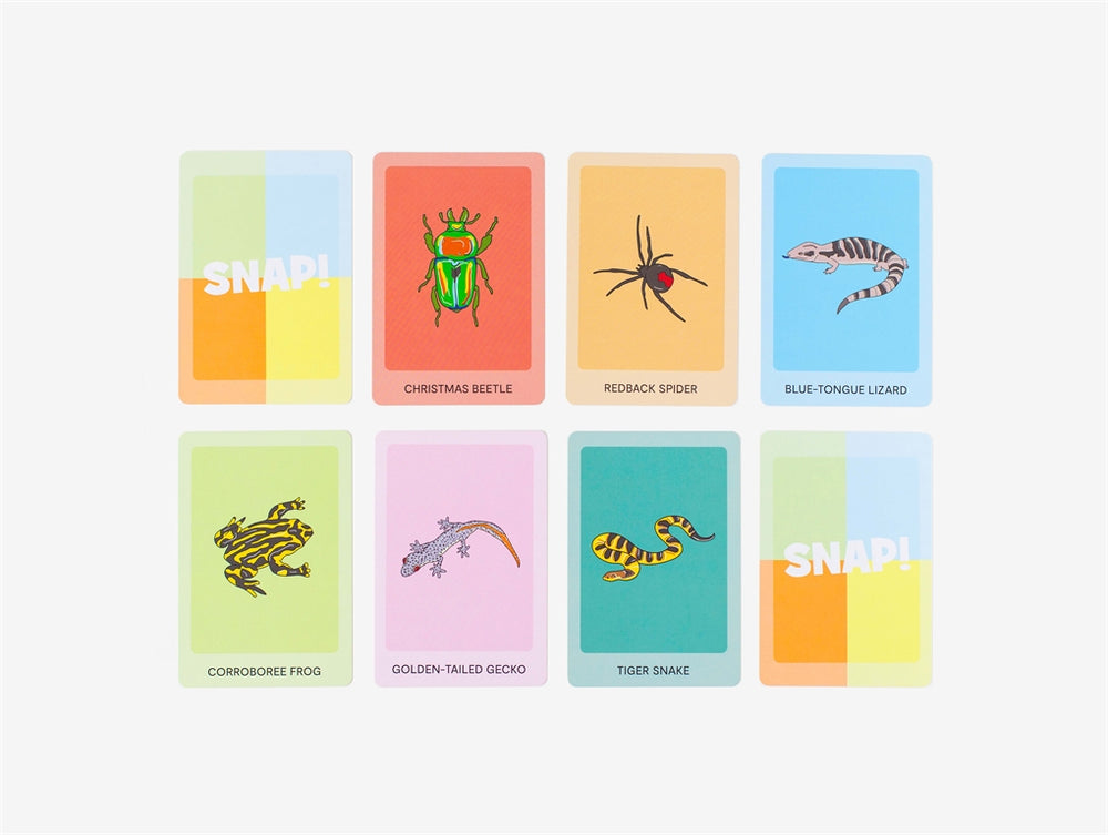 Australia Kids Reptile Insect Snap Card Game Buzz Hiss Snap Megan McKean Native Animals