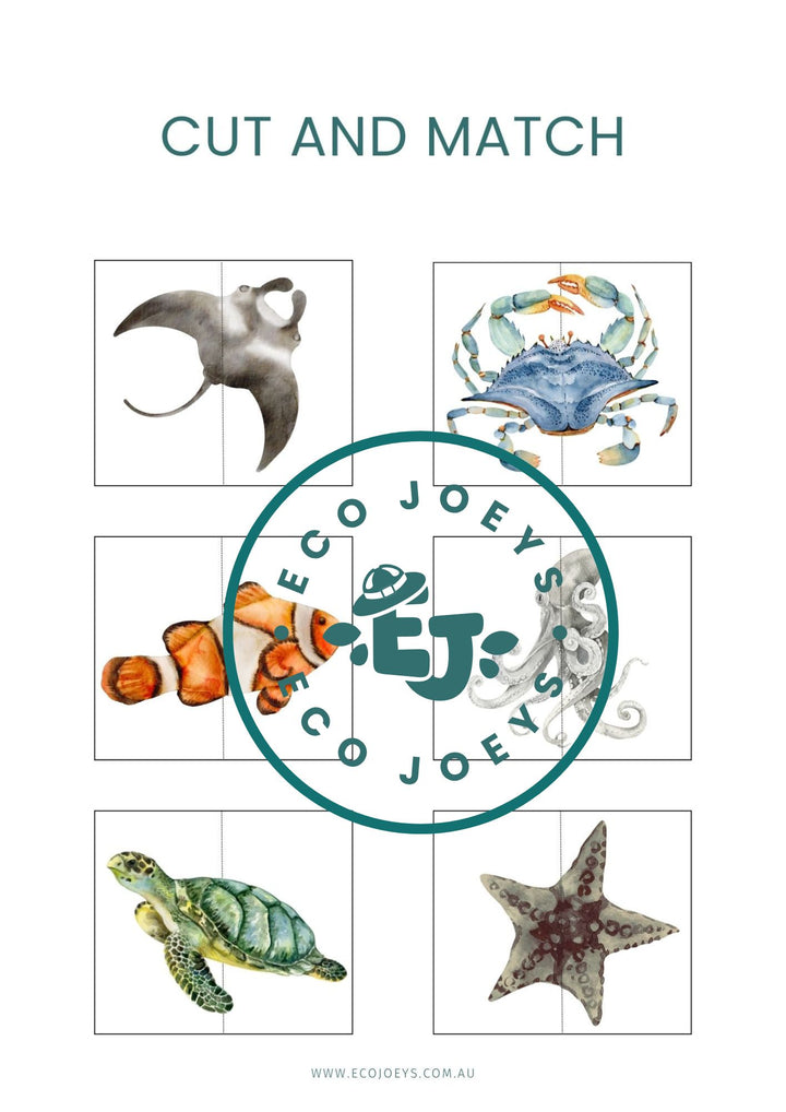 Australian Ocean Animals Cut & Match - Free Digital Download (2 pages)