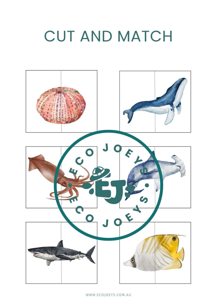 Australian Ocean Animals Cut & Match - Free Digital Download (2 pages)