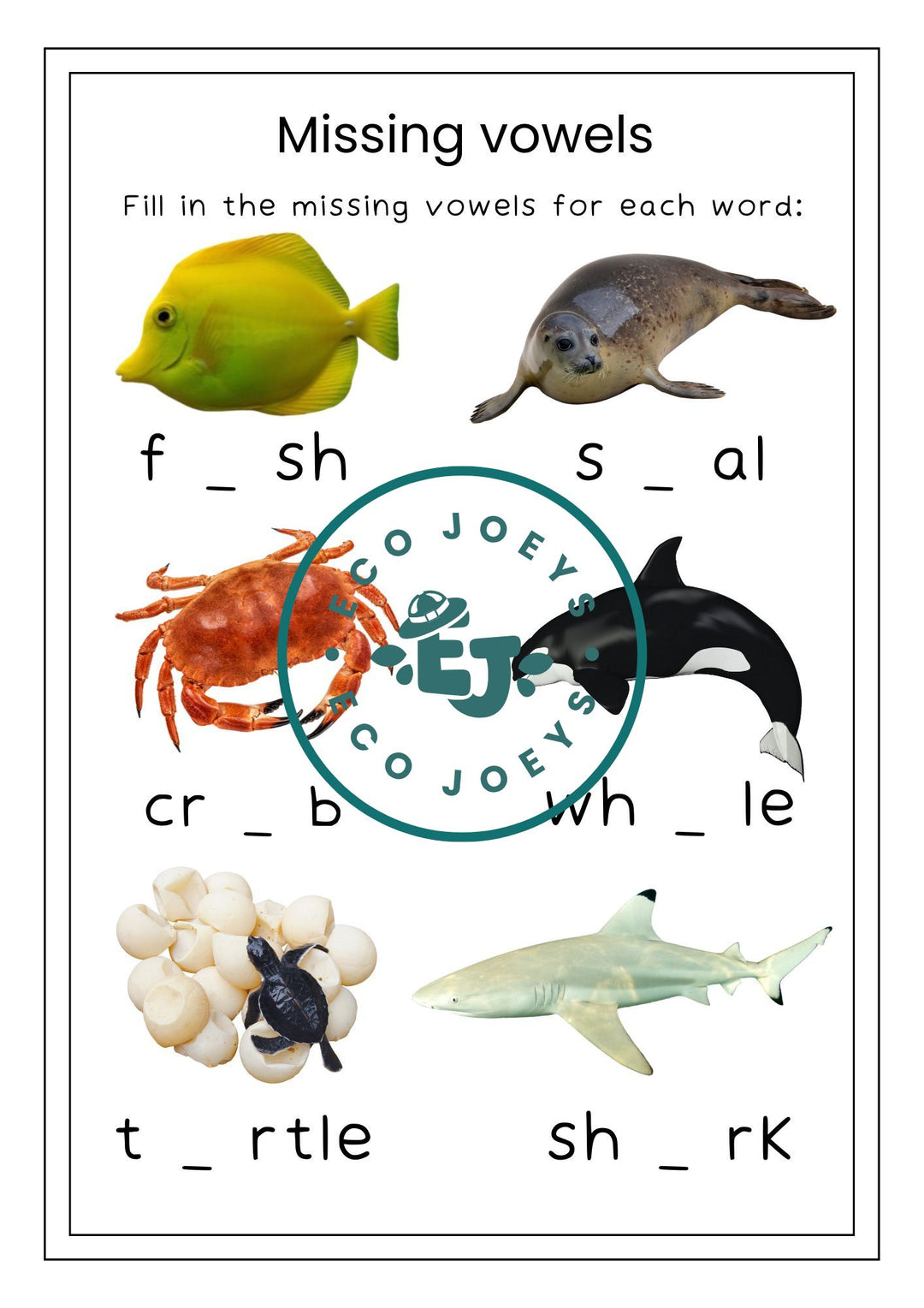 Australian Ocean Animals Early Learning Printable Pack - Digital Download (27 pages)