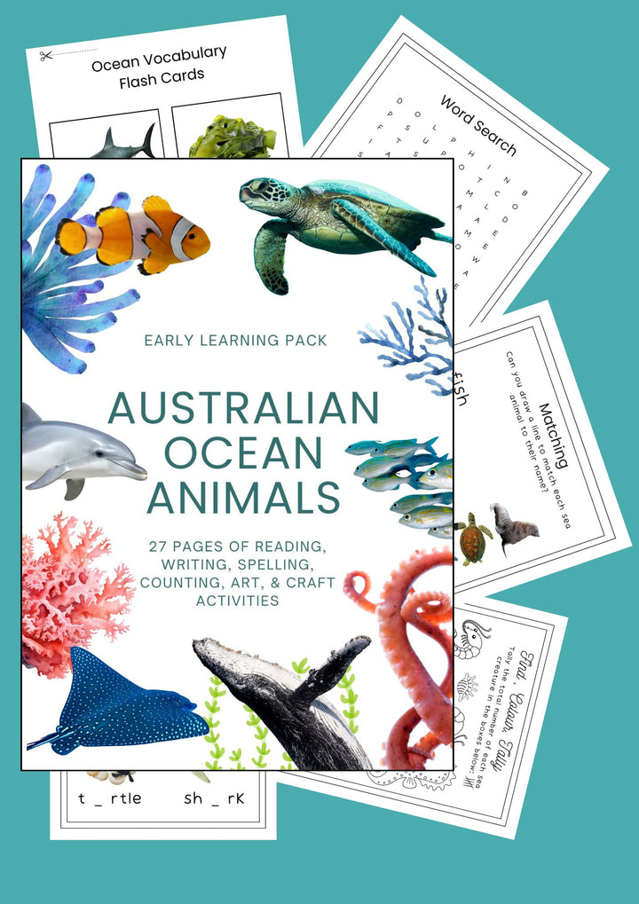 Australian Ocean Animals Early Learning Printable Pack - Digital Download (27 pages)