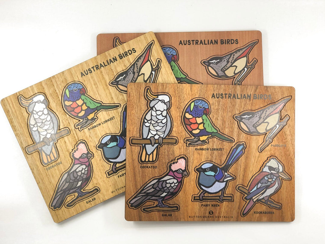 Australian birds wooden puzzle Buttonworks cockatoo parrot galah