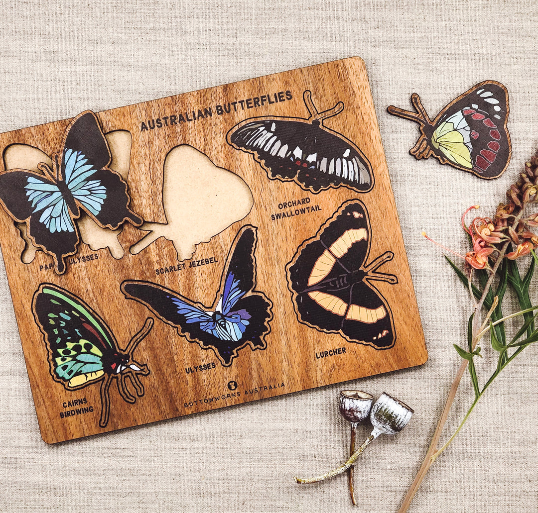 Australian butterfly wooden puzzle Buttonworks children kids jigsaw