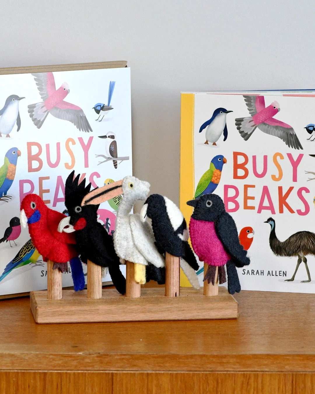 Busy Beaks Finger Puppets Book gift set australia native bird toys pelican cockatoo