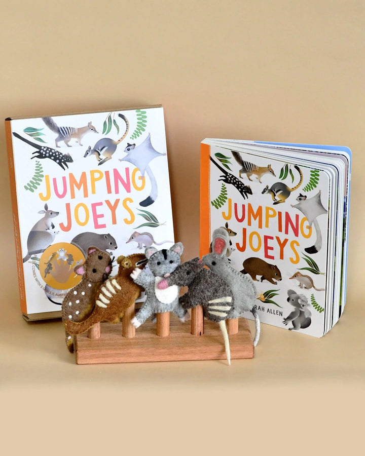 Finger puppets Australia animals book set jumping joeys sarah allen tara treasures bookish play ideas