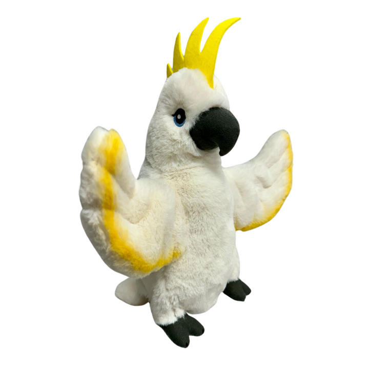 Hansa puppets Australian animals sulphur crested cockatoo hand puppet eco-friendly eco buddies Folkmanis 100% recycled