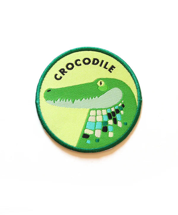 Pete Cromer Crocodile woven patch Australia kids native animals eco ranger badge