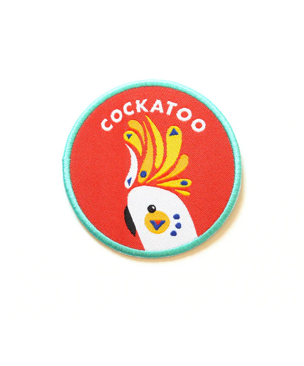 Pete Cromer kids cockatoo woven patch Australia animals eco ranger badge