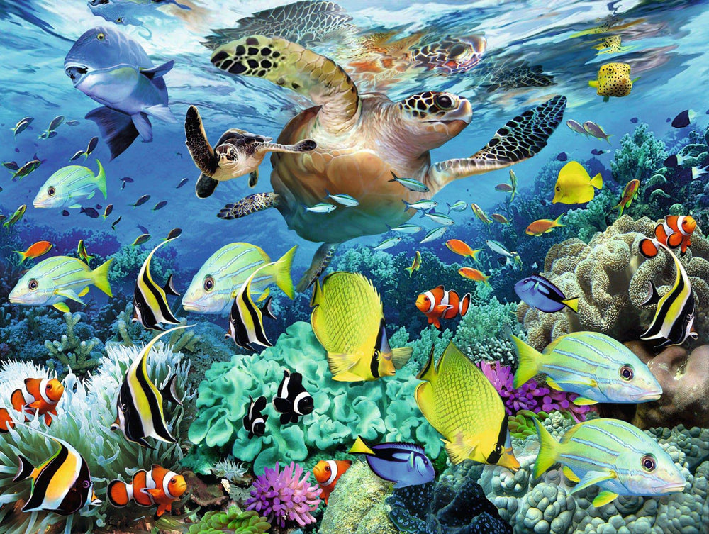 Ravensburger jigsaw puzzle underwater paradise friends dolphins 150pc kids turtle barrier reef