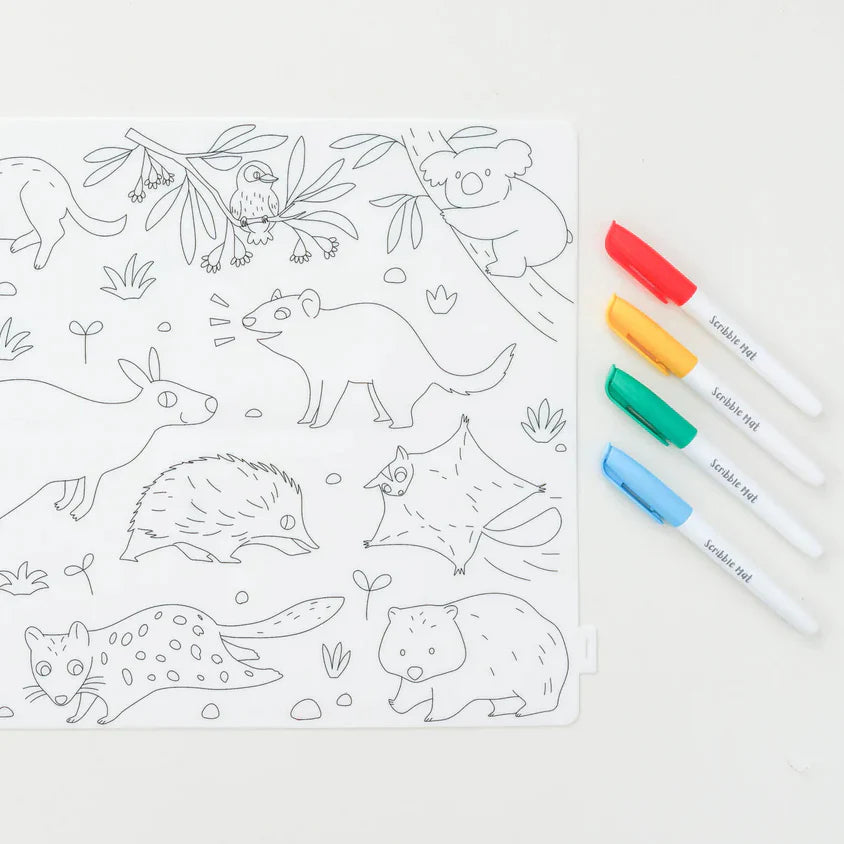 Scribble Mat Australia baby Australian animals reusable drawing colouring for kids preschool kinder travel games silicone mats