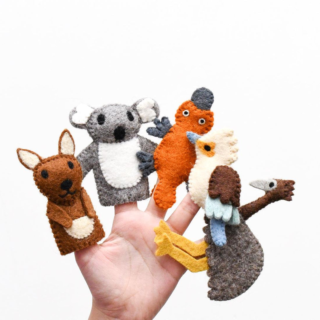 animal finger puppets australia koala puppet kangaroo platypus emu kookaburra sensory play ideas aussie kids tara treasures A