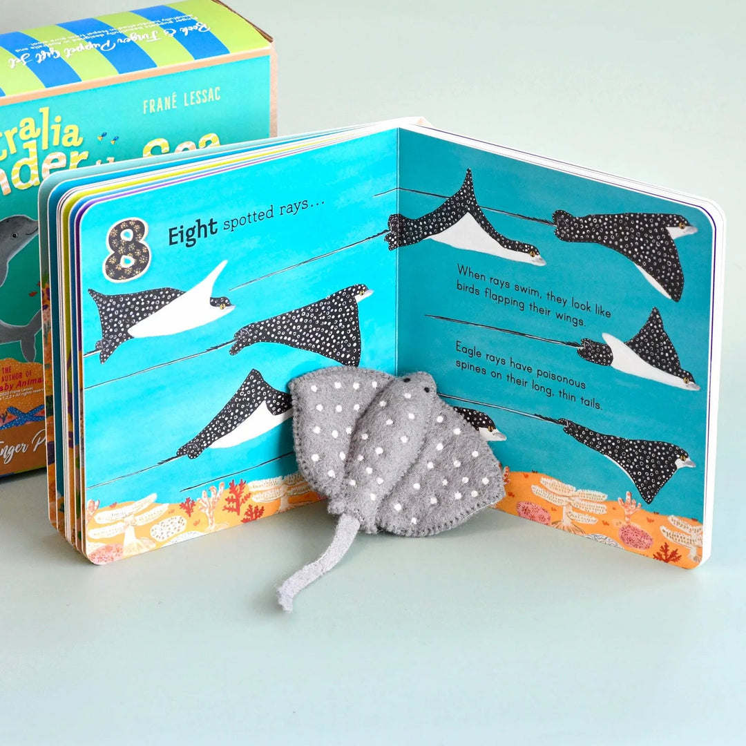 australia native animals finger puppets toys kids ray manta whale shark puppet book gift set tara treasures frane lessac under the sea 123