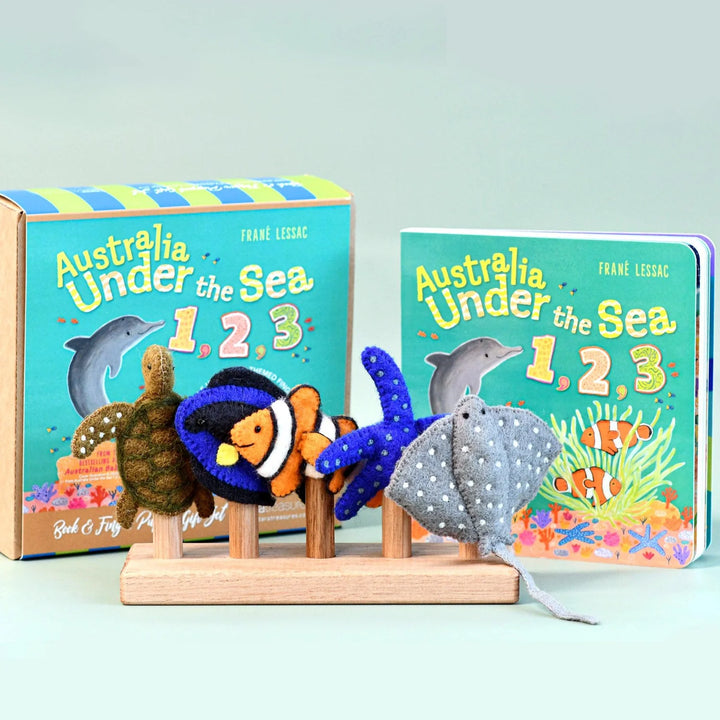 australia under the sea book puppet set gift finger puppets ecofriendly ethical toys sensory play kids tara treasures