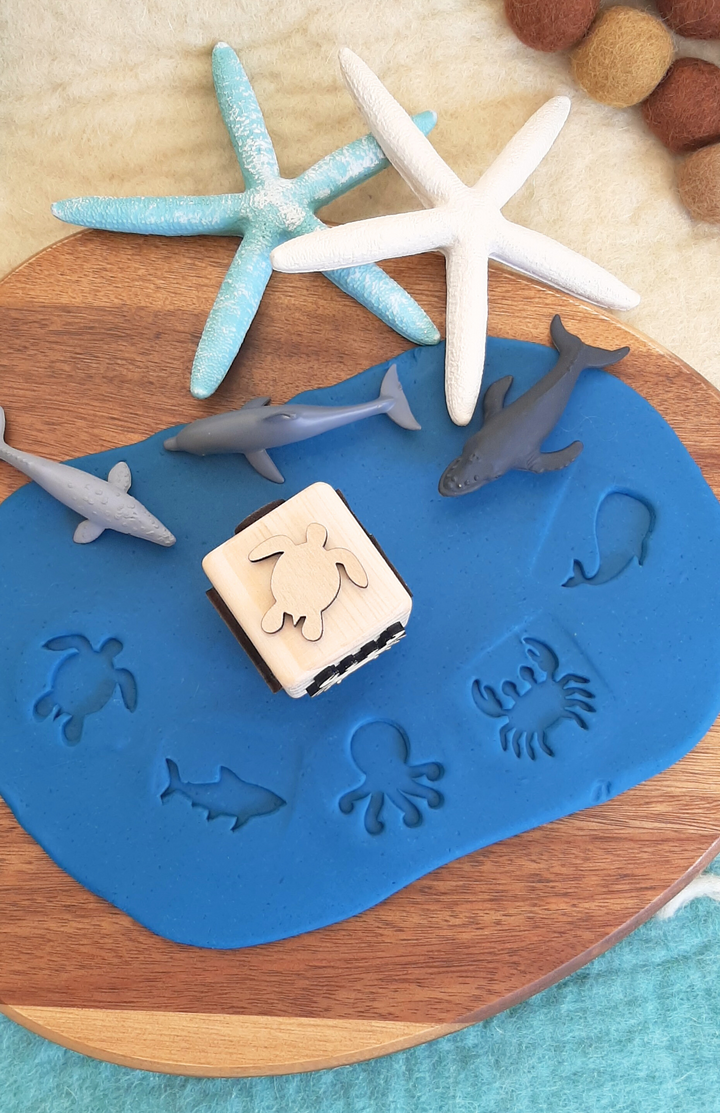 australia animals stamp playdough turtle whale dolphin octopus dough tools sensory