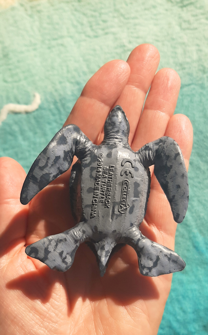 underside detail of realistic leatherback sea turtle toy
