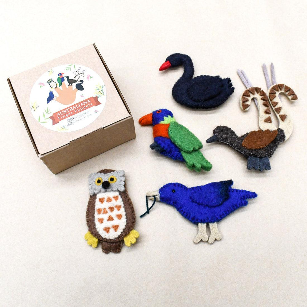 australian animals D finger puppets native birds bowerbird toy lyrebird rosella lorikeet puppet tara treasures felt ethical sensory play