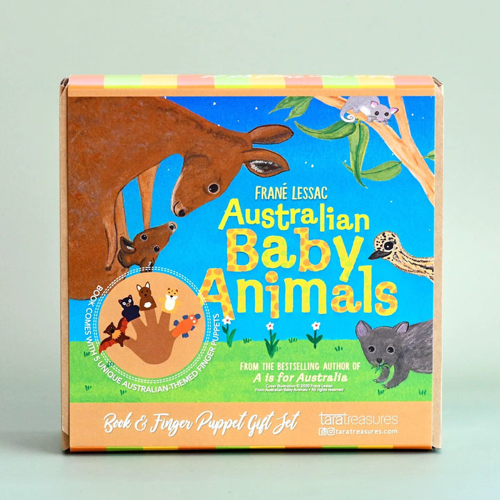 australian baby animals book puppet gift set best eco-friendly kids toys aussie