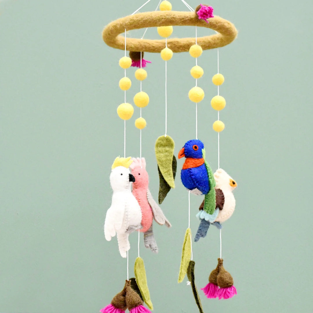 australiana pink gumnut birds baby mobile tara treasures