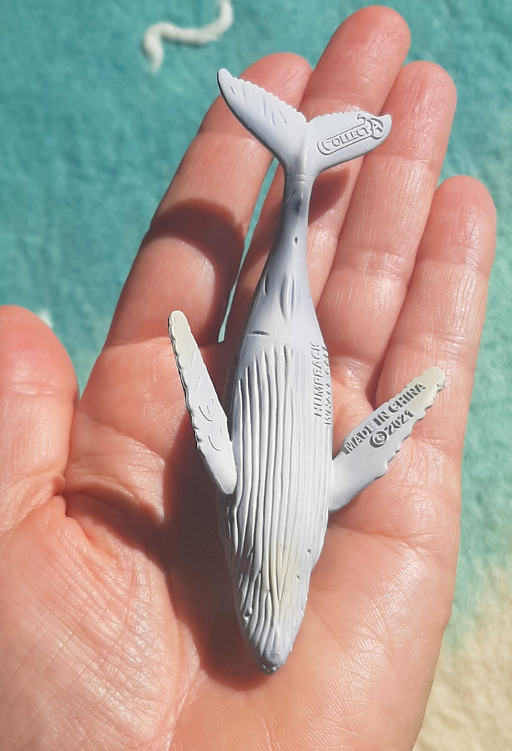 underside detail of baby humpback whale calf toy figurine very lifelike and detailed