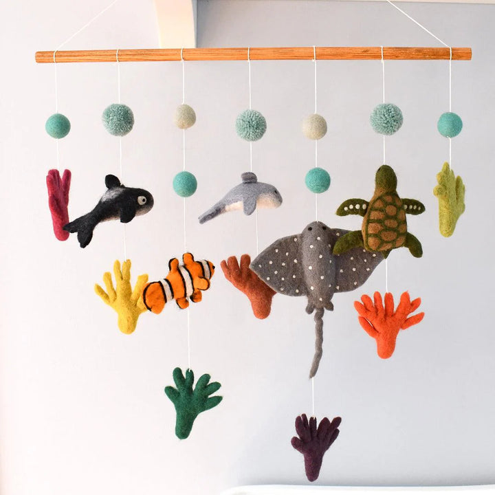 coral reef baby mobile hanging australia tara treasures felt animals