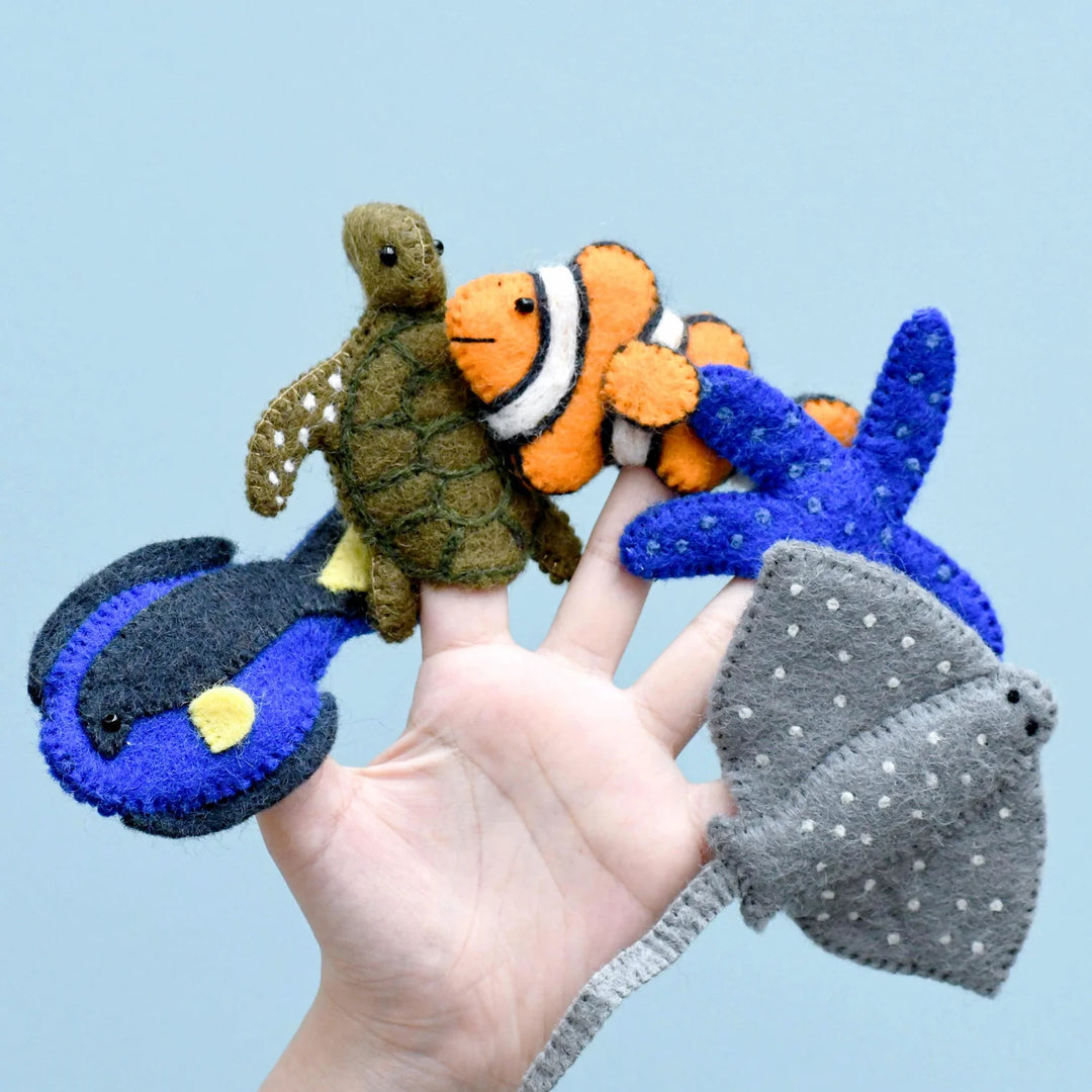 coral reef finger puppets tropical Australia puppet sensory play turtles small world ideas fish tara treasures