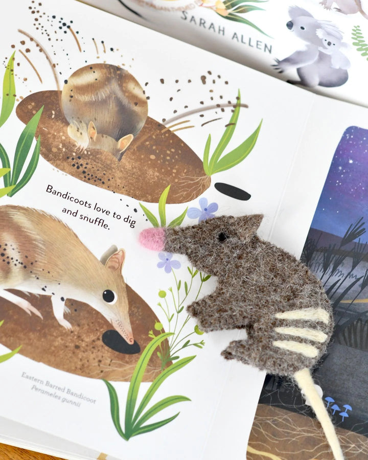 finger puppets australia Jumping Joeys Book gift set bandicoot puppet numbat quoll