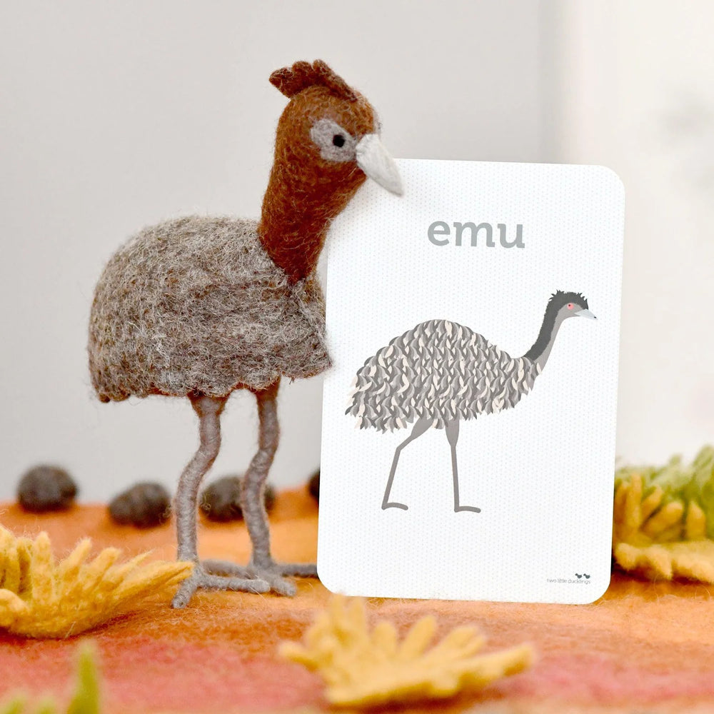 kids animal toys Australia emu Tara Treasures felted animal native wildlife sensory toy Aussie birds