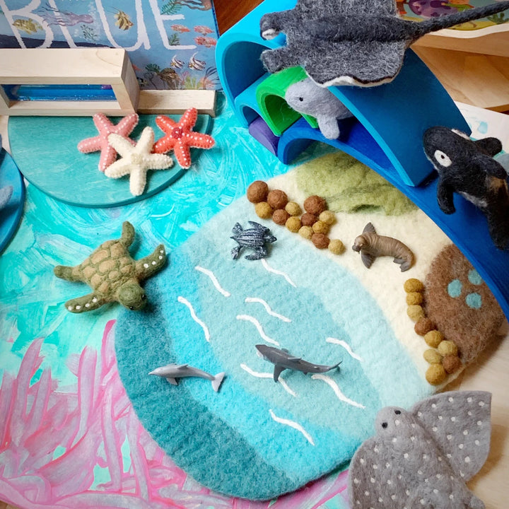 ocean small world play australia tara treasures playscape sensory tray ideas felt playmat animals