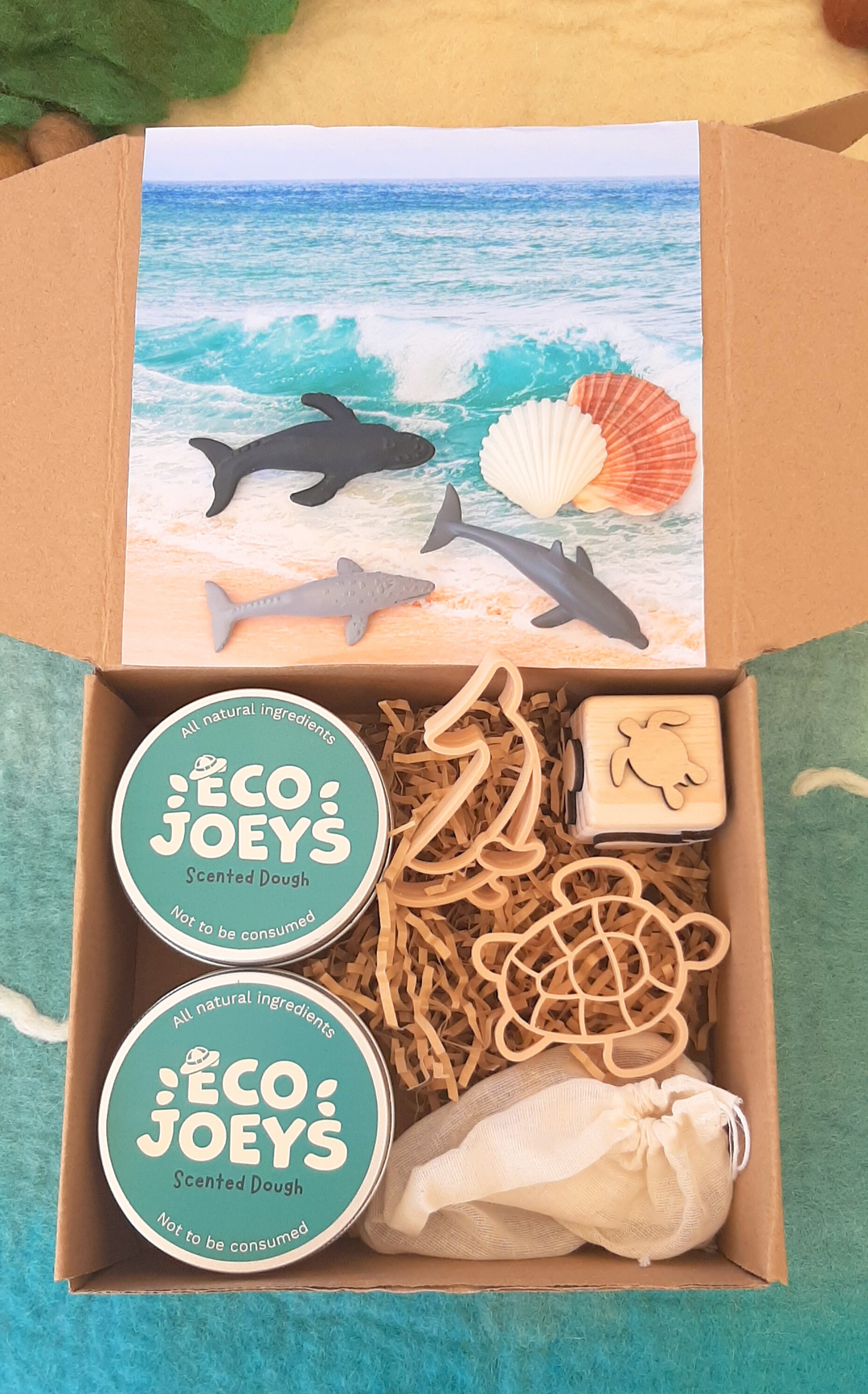 ocean sea playdough kit sensory play kids conservation dough stamp animals whale dolphin shark
