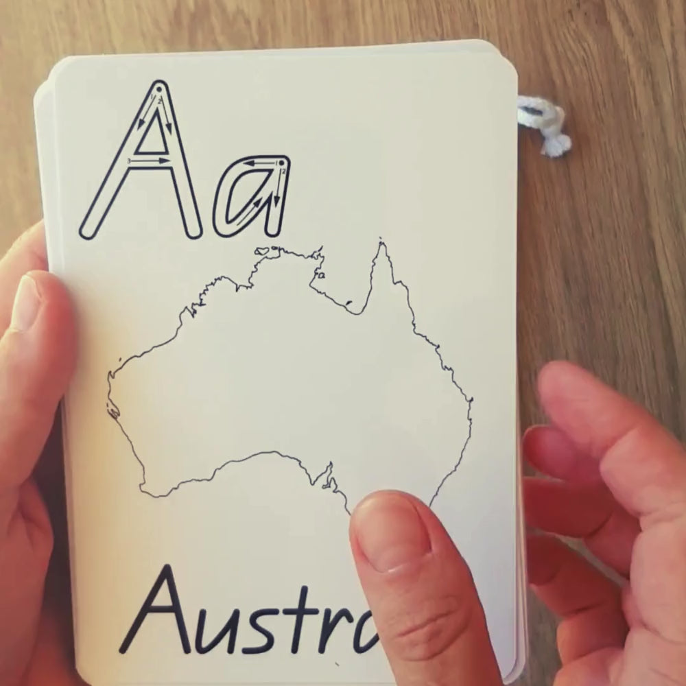 Reusable Colour & Wipe Australian ABC Cards (+ 8 marker pens)