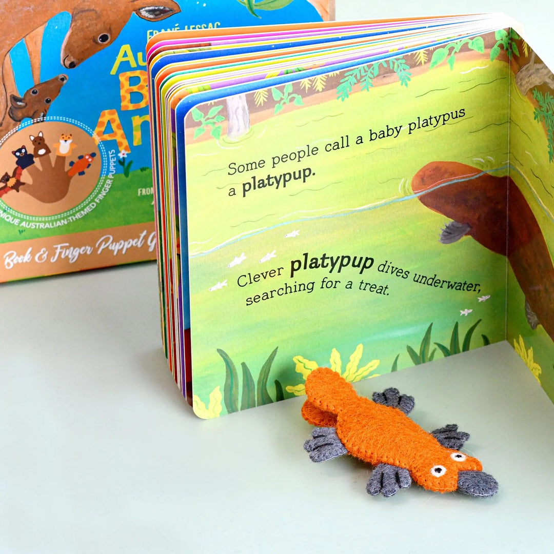 puppet book set australia native wildlife platypus wombat tara treasures felt animals australia baby animals frane lessac