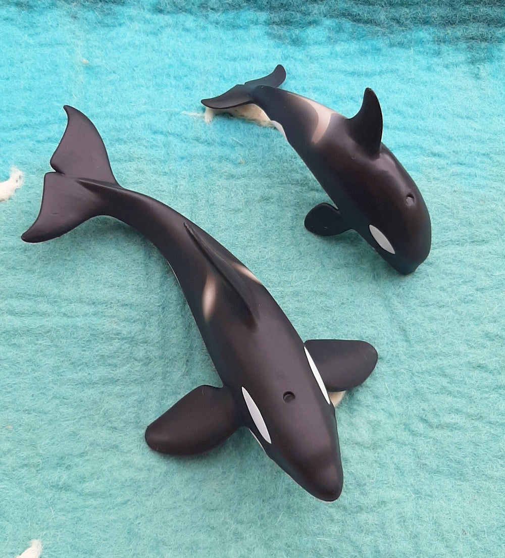 Mother baby calf Orca whale set killer whale toys