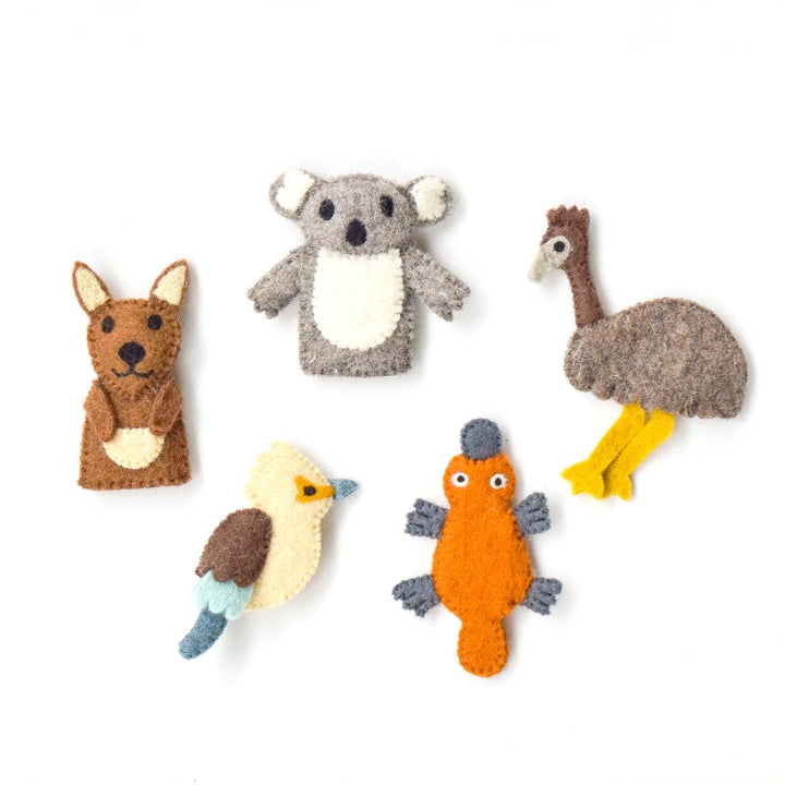 tara treasures SET A australian animals finger puppets platypus emu koala kookaburra kangaroo