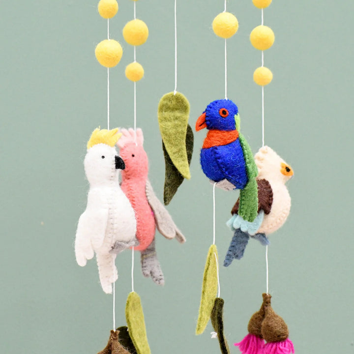 tara treasures australia birds hanging baby cot mobile cockatoo