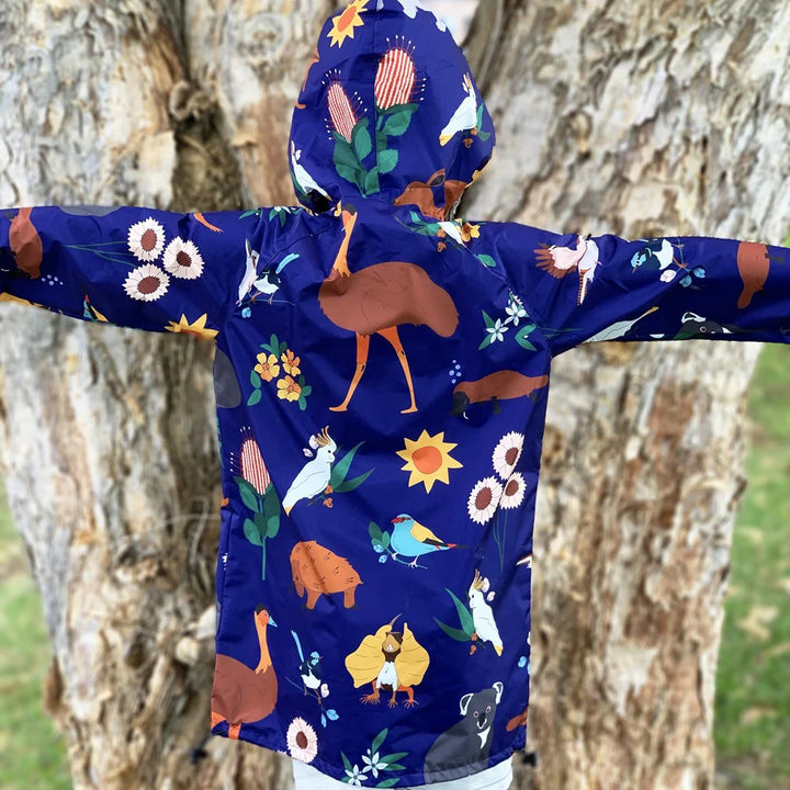 toddler raincoat Australia rain jacket kids Australian wildlife hood waterproof Monster Threads